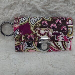 Vera Bradley Pink Paisley Push Lock Id And Card Wallet